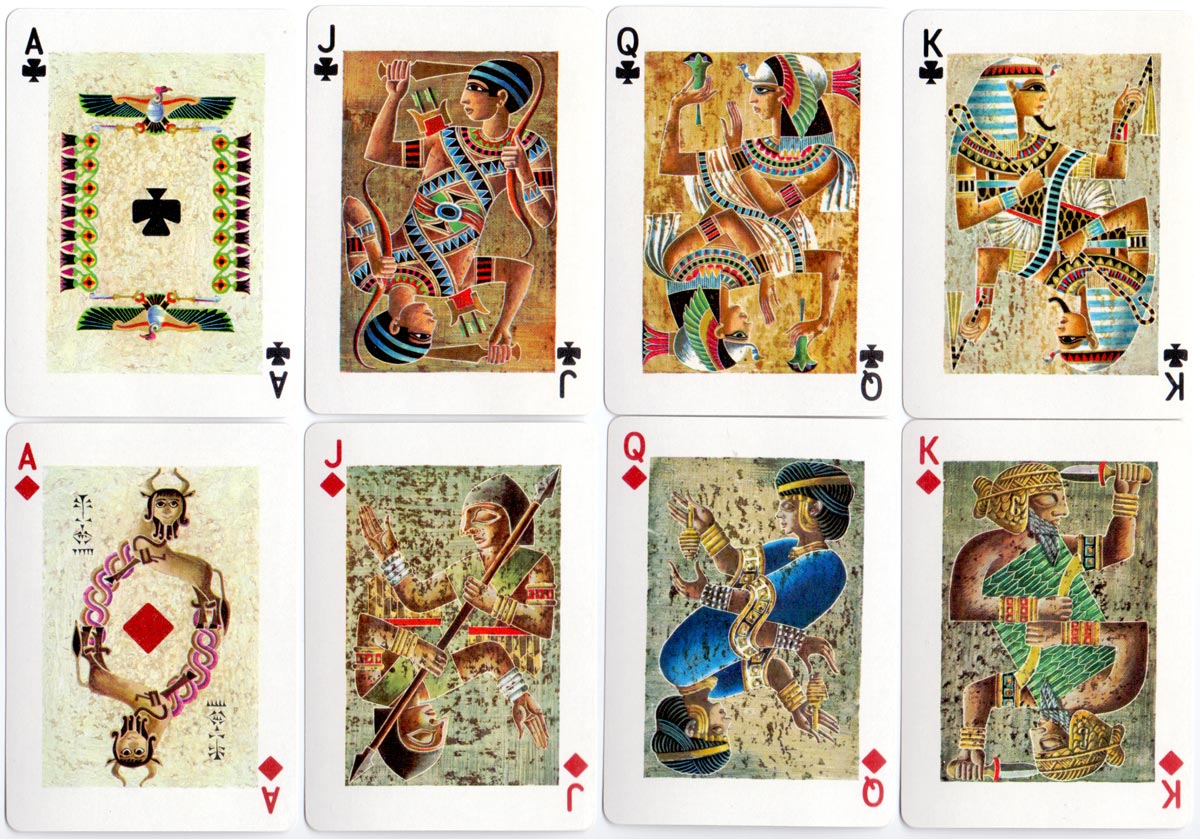 Ancient Civilisations playing cards designed by Celedonio Perellón,  produced by Heraclio Fournier, 1973