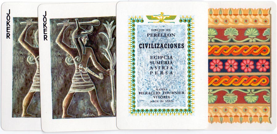 Ancient Civilisations playing cards designed by Celedonio Perellón,  produced by Heraclio Fournier, 1973