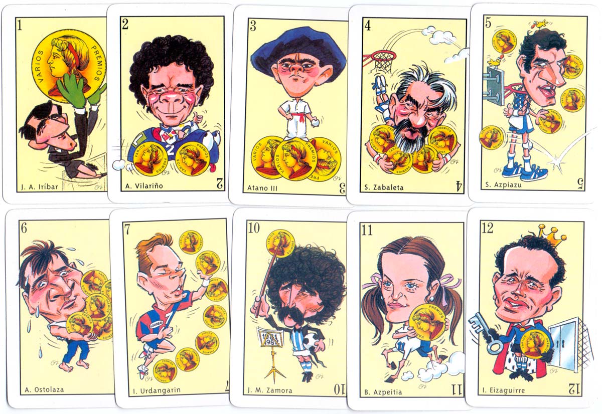 Guipuzcoa’s best athletes of the twentieth century, playing cards sponsored by El Diario Vasco and Euskaltel, manufactured by Heraclio Fournier, 1999