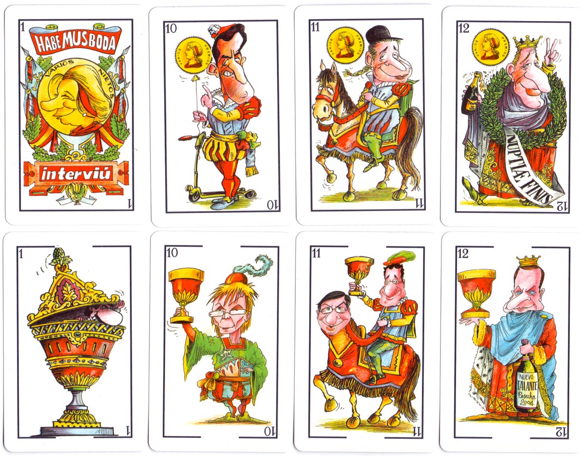 “Habemus Boda” deck celebrating the royal wedding of Prince Felipe and Princess Letizia of Spain on 22 May 2004 with cartoons by Sir Cámara