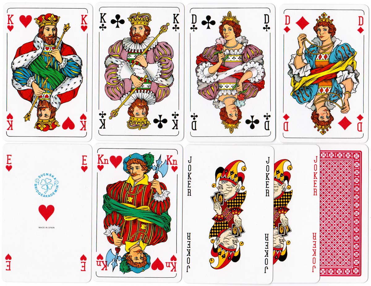 Standard Swedish playing cards manufactured for the Swedish market by Heráclio Fournier S.A., Spain, 1986