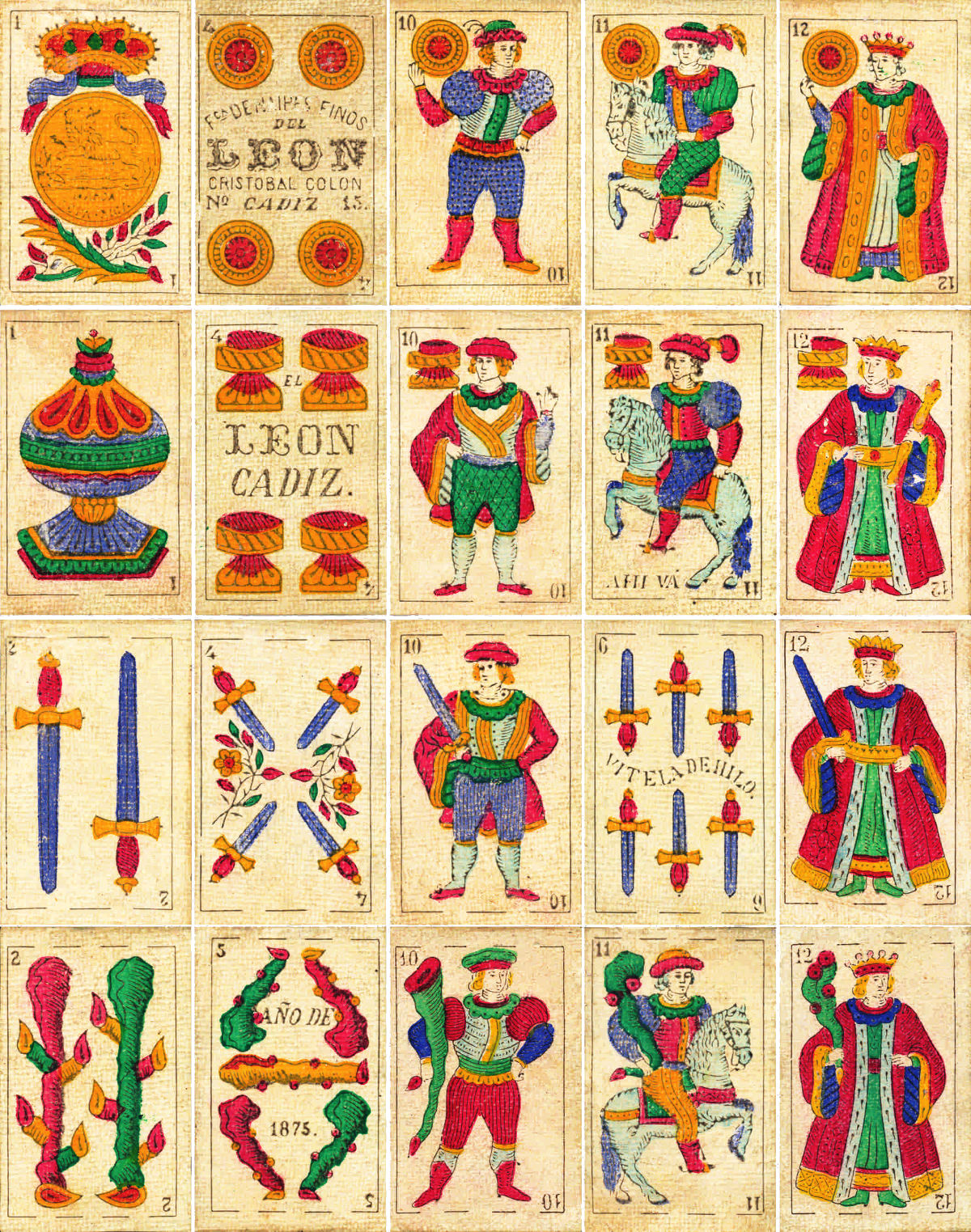 Baraja incompleta de María del Patrocinio Maffei, marca “El León” (1875)