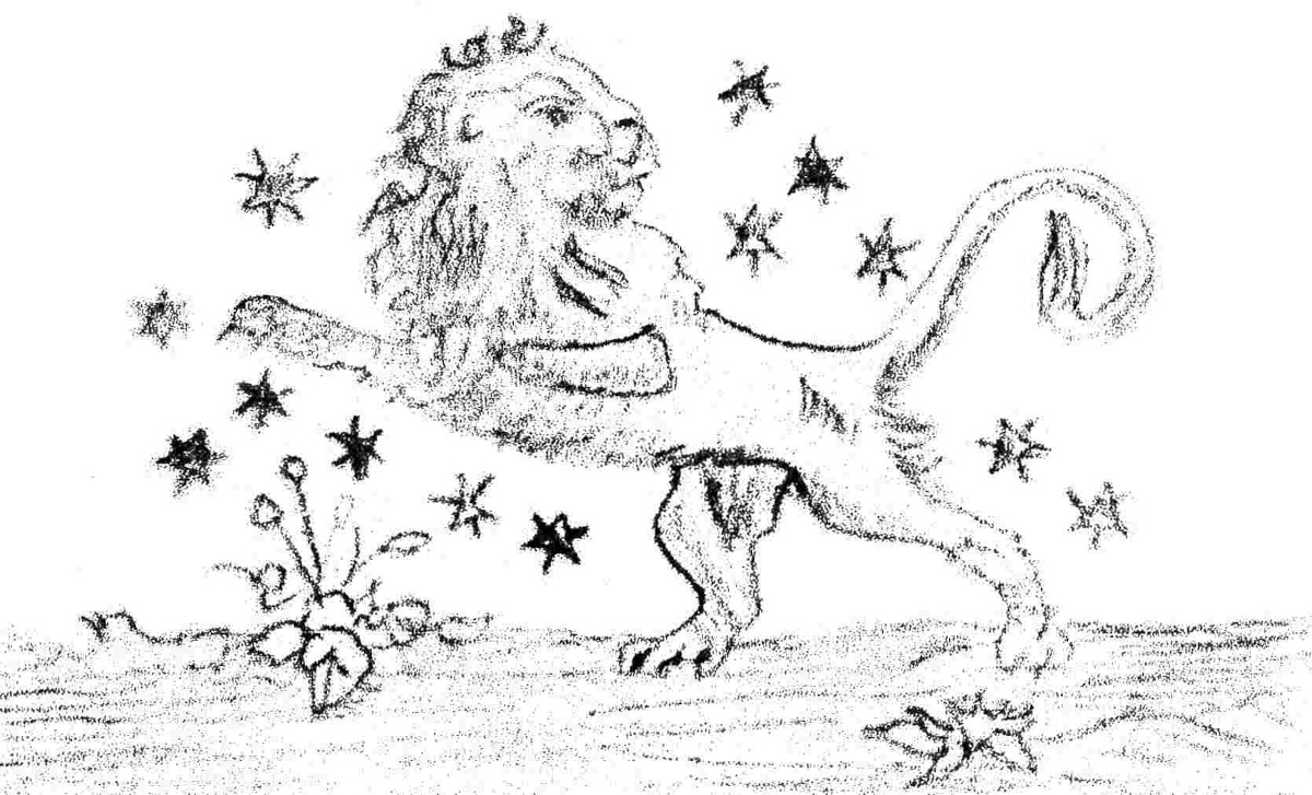 Croquis a lápiz de la marca El León, 1859