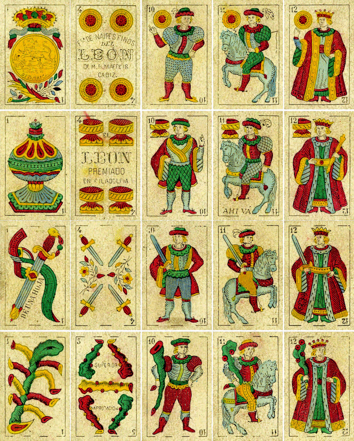 Baraja de Mariano de los Reyes Maffei, marca “El León”, c.1880 © The Trustees of the British Museum
