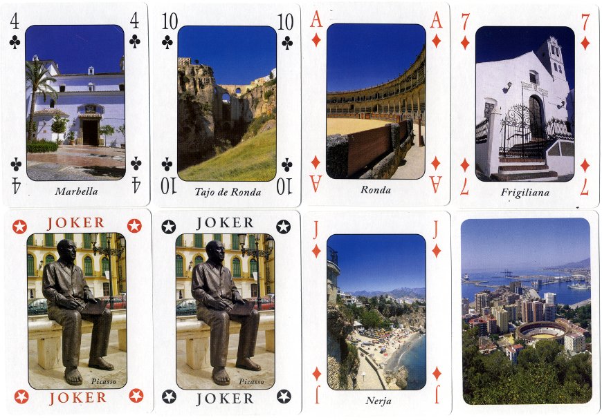 Málaga Costa del Sol souvenir playing cards published by Otermin Ediciones, 2011