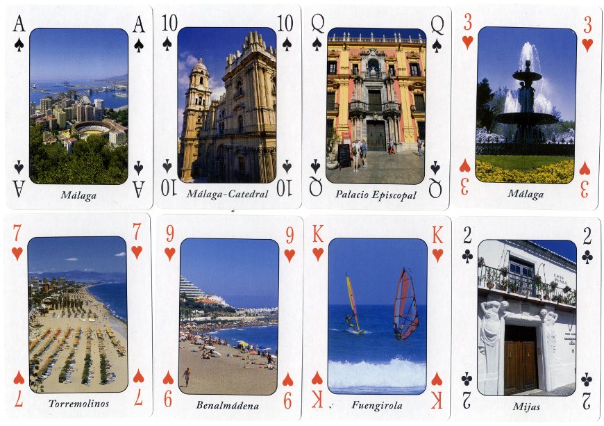 Málaga Costa del Sol souvenir playing-cards published by Otermin Ediciones, 2011