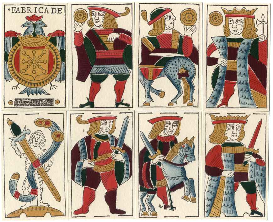 Facsimile of 17th century Spanish-suited playing cards produced by Erregeak, Sormen S.A., Vitoria-Gasteiz (Alava), Spain, 1988.