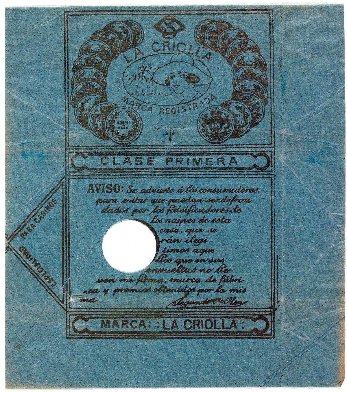 Naipes La Criolla wrapper by Segundo de Olea, c.1920 Naipes La Criolla wrapper by Segundo de Olea, c.1920
