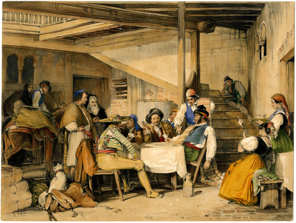 'Posada de la Reyna', print made by: John Frederick Lewis, London 1835. © The Trustees of the British Museum
