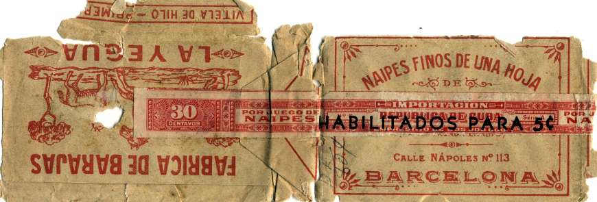 wrapper from deck manufactured by Juan Roura, Barcelona, exported to Cuba, c.1950 wrapper from deck manufactured by Juan Roura, Barcelona, exported to Cuba, c.1950