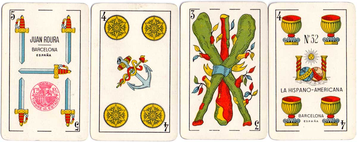 Catalan type pack No.32 by Juan Roura, Barcelona, with advertisement for Cervezas Damm on the reverse, c.1932 Catalan type pack No.32 by Juan Roura, Barcelona, with advertisement for Cervezas Damm on the reverse, c.1932