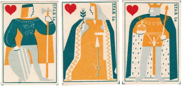 STAB Lx Matchbox labels with playing card designs