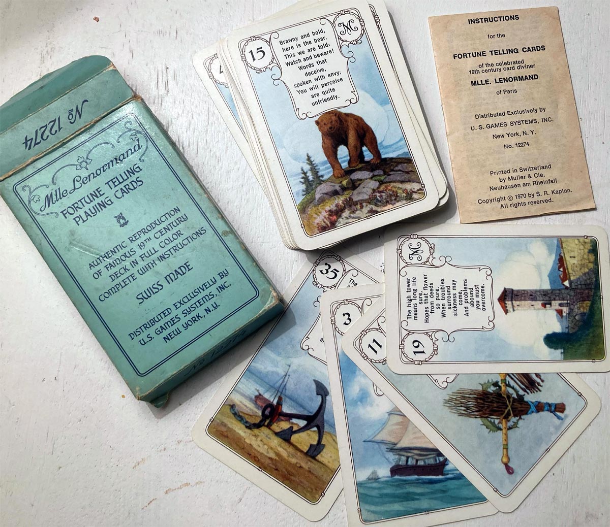 Madame Lenormand Fortune Telling Cards made by Müller & Cie, 1970 Madame Lenormand Fortune Telling Cards made by Müller & Cie, 1970
