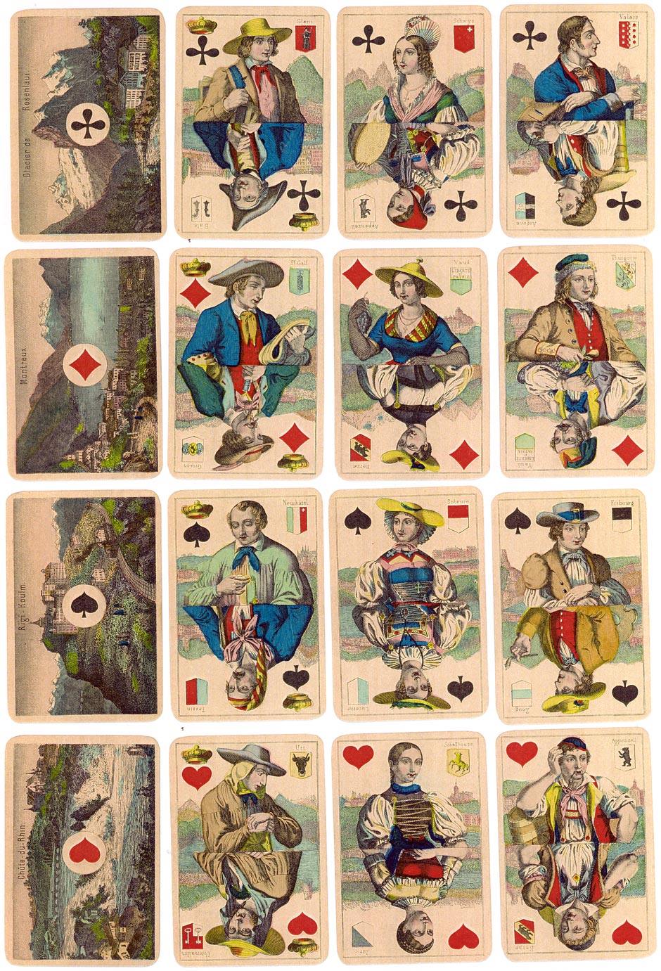 Swiss Regional Costumes Playing Cards, c.1890