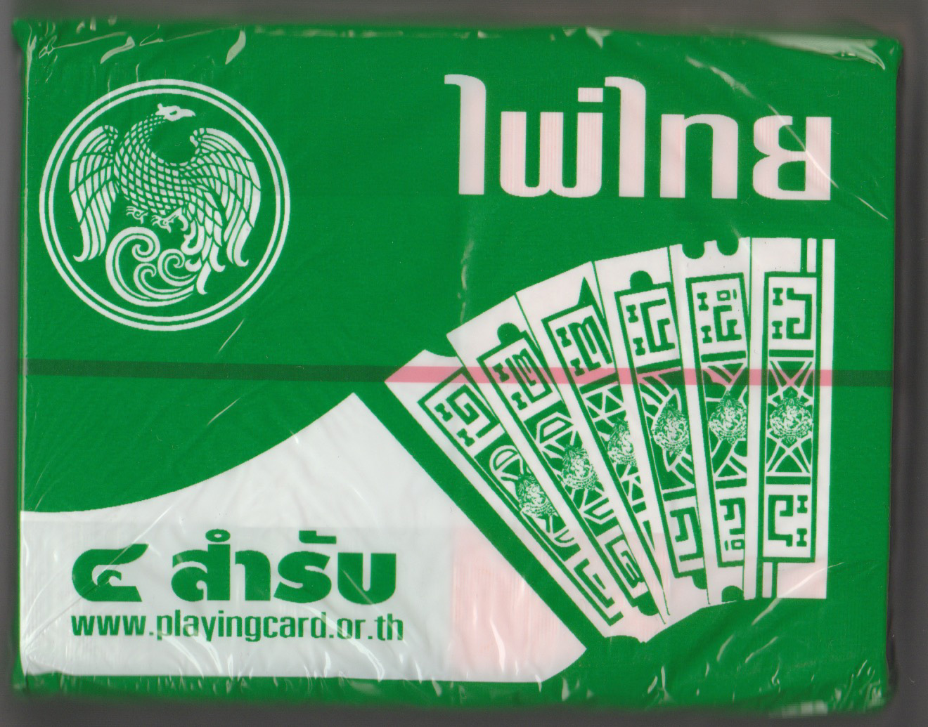 Wrapper from a brick of 8 Pai Thai playing cards