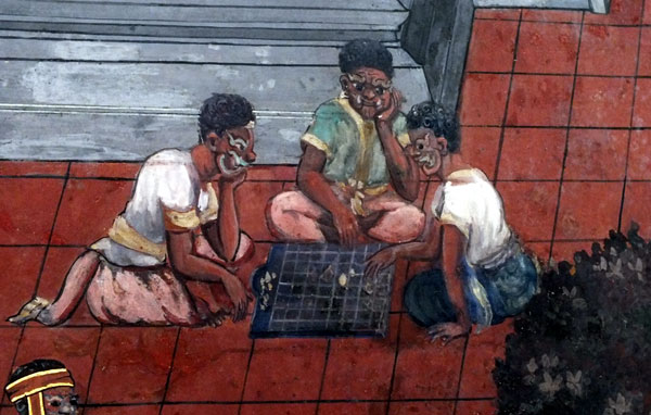 Chess players, detail from 18th century wall painting illustrating Ramakien story