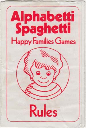 Alphabetti Spaghetti Happy Families game for Crosse & Blackwell c.1978