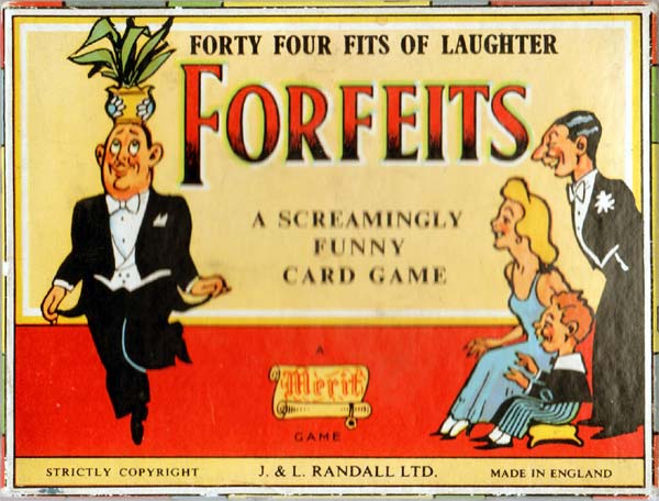 Forfeits party card game by Merit Games, J & L Randall Ltd, c.1950