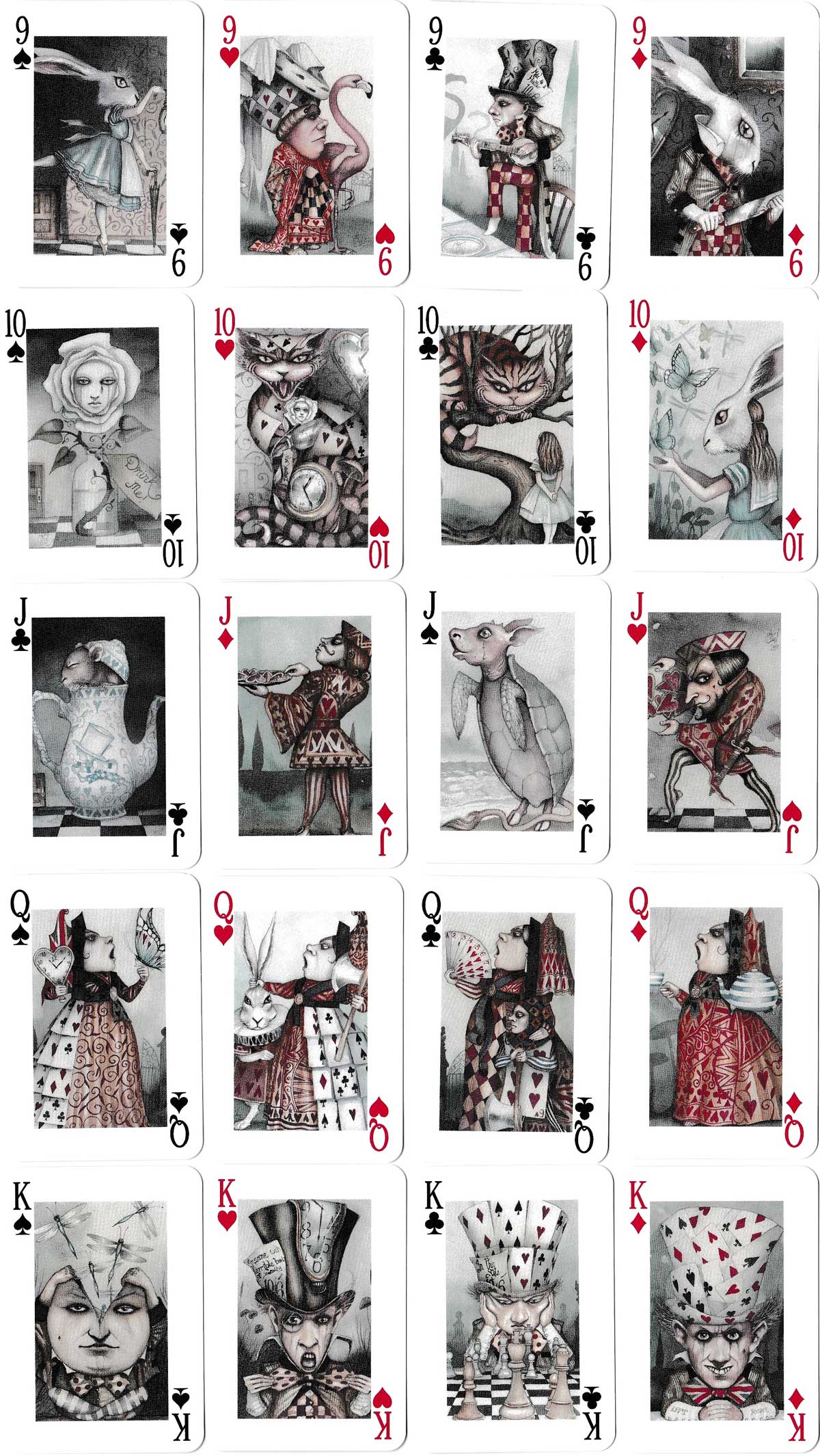 Alice in Wonderland playing cards produced by Dominic Murphy
