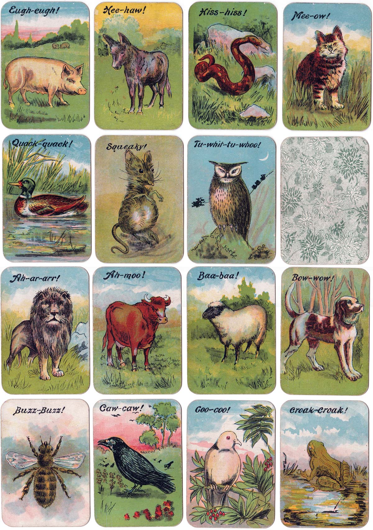 Chad Valley ‘Forest Echoes Zoological Snap’ card game, c.1912