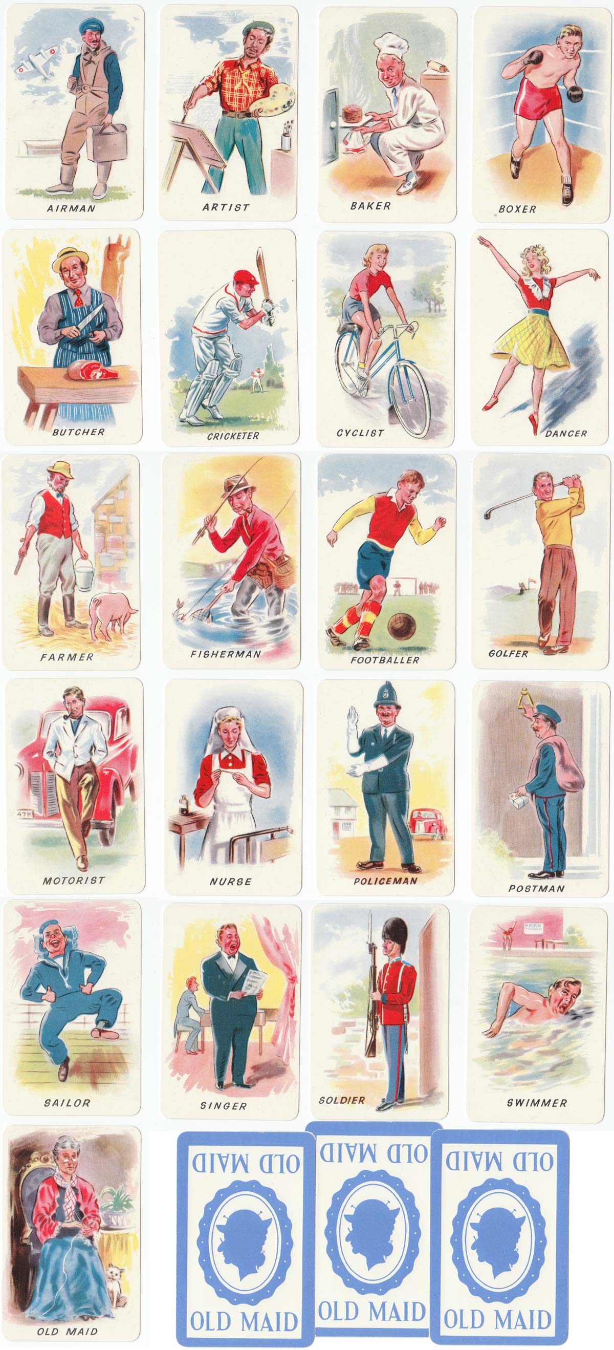 “Old Maid” card game manufactured by Chad Valley Co Ltd, mid-1950s “Old Maid” card game manufactured by Chad Valley Co Ltd, mid-1950s