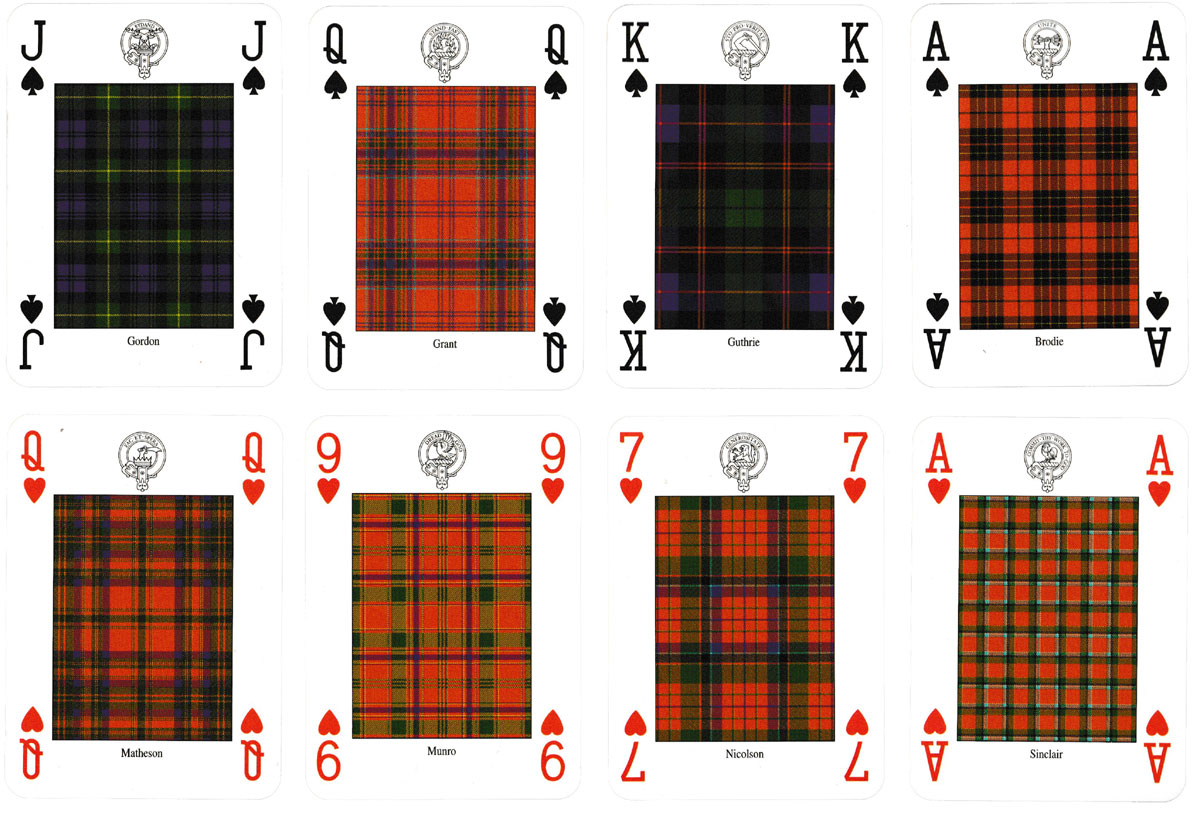 “Clans & Tartans of Scotland” deck of cards designed and illustrated by Romilly Squire, 1997. 