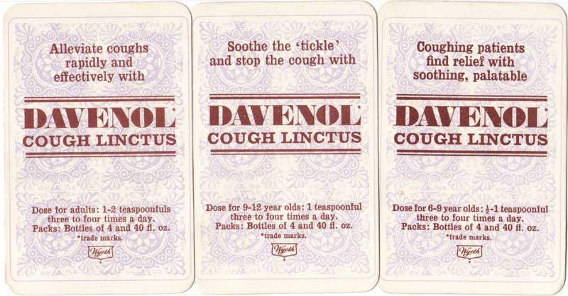 Reverse of Davenol Cough Linctus Happy Families published by Wyeth Pharmaceuticals