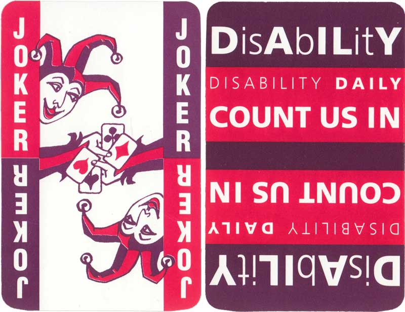 Disability Daily playing cards designed by Tamasin Cole, printed by Padnall Printers