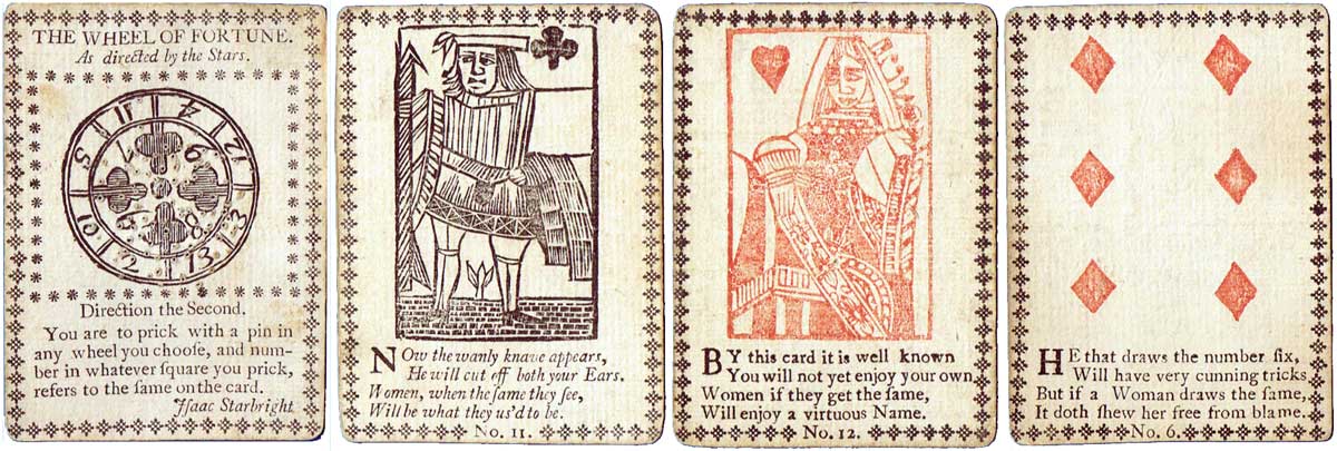 Fortune Telling cards probably published in London, c.1770 Fortune Telling cards probably published in London, c.1770