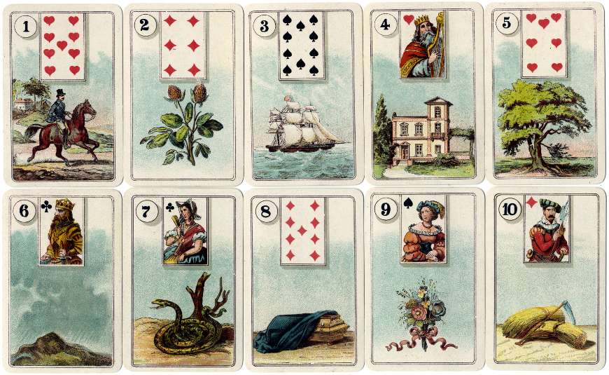 Cartes Lenormand by H.P. Gibson & Sons Ltd., 1920s Cartes Lenormand by H.P. Gibson & Sons Ltd., 1920s