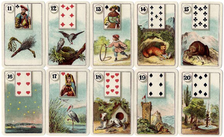 Cartes Lenormand by H.P. Gibson & Sons Ltd., 1920s Cartes Lenormand by H.P. Gibson & Sons Ltd., 1920s