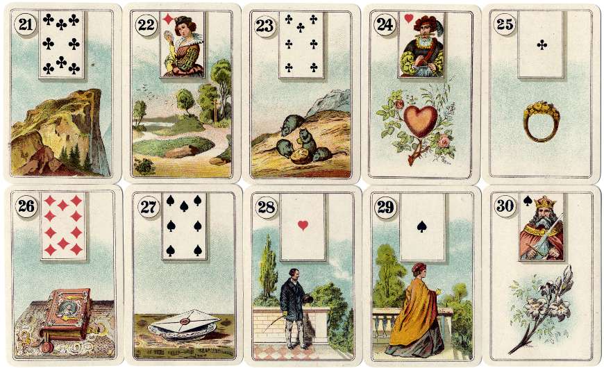 Cartes Lenormand by H.P. Gibson & Sons Ltd., 1920s Cartes Lenormand by H.P. Gibson & Sons Ltd., 1920s