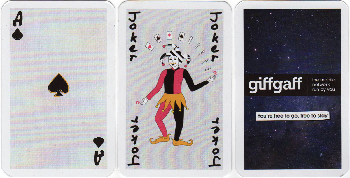 Giffgaff mobile network playing cards, 2017