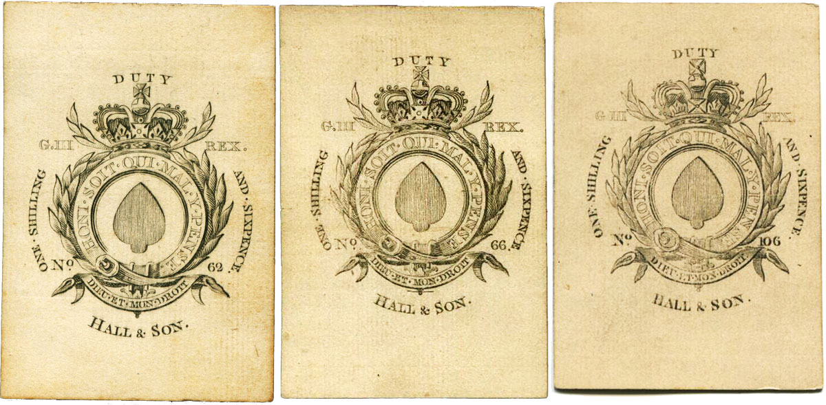 Hall & Son George III garter duty aces of spades, c.1810