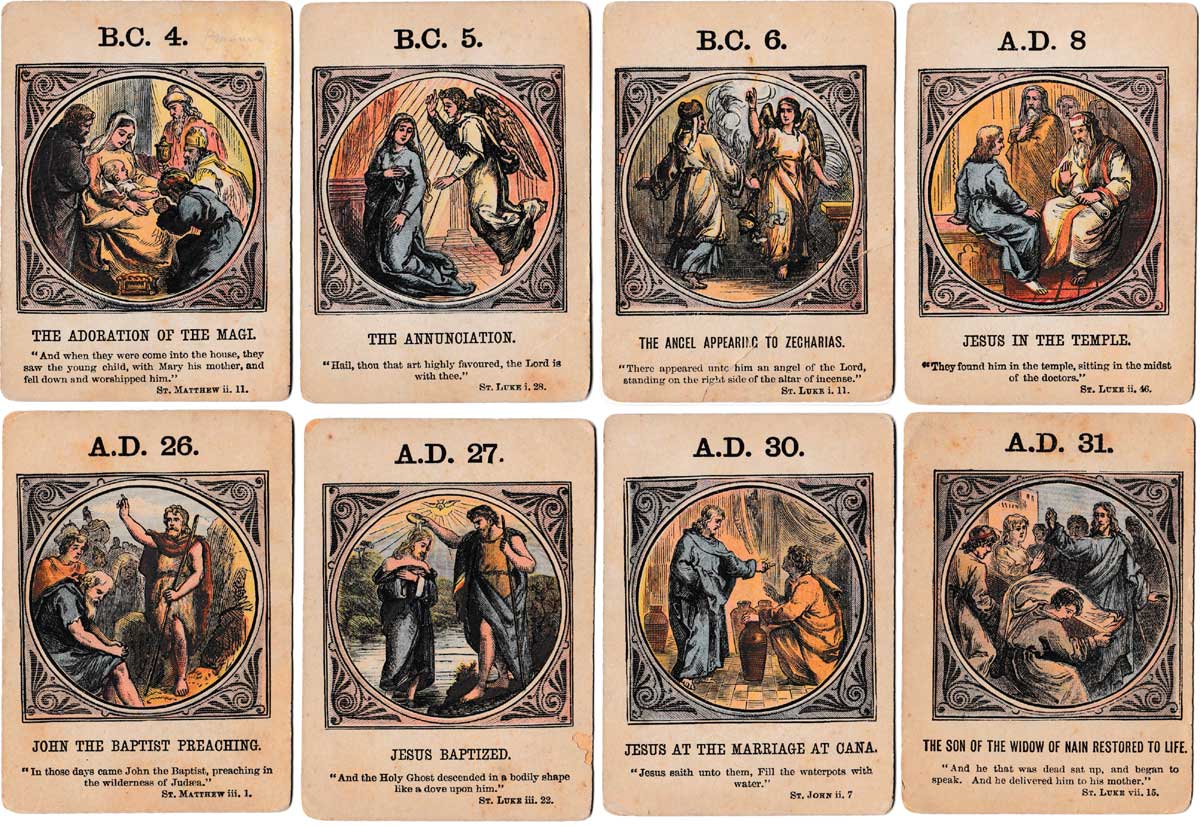 Anno Domini biblical card game depicting New Testament history, published by John Jaques & Son, c.1875