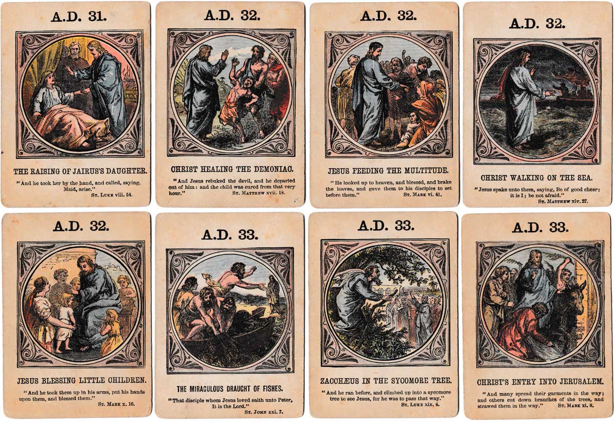 Anno Domini biblical card game depicting New Testament history, published by John Jaques & Son, c.1875