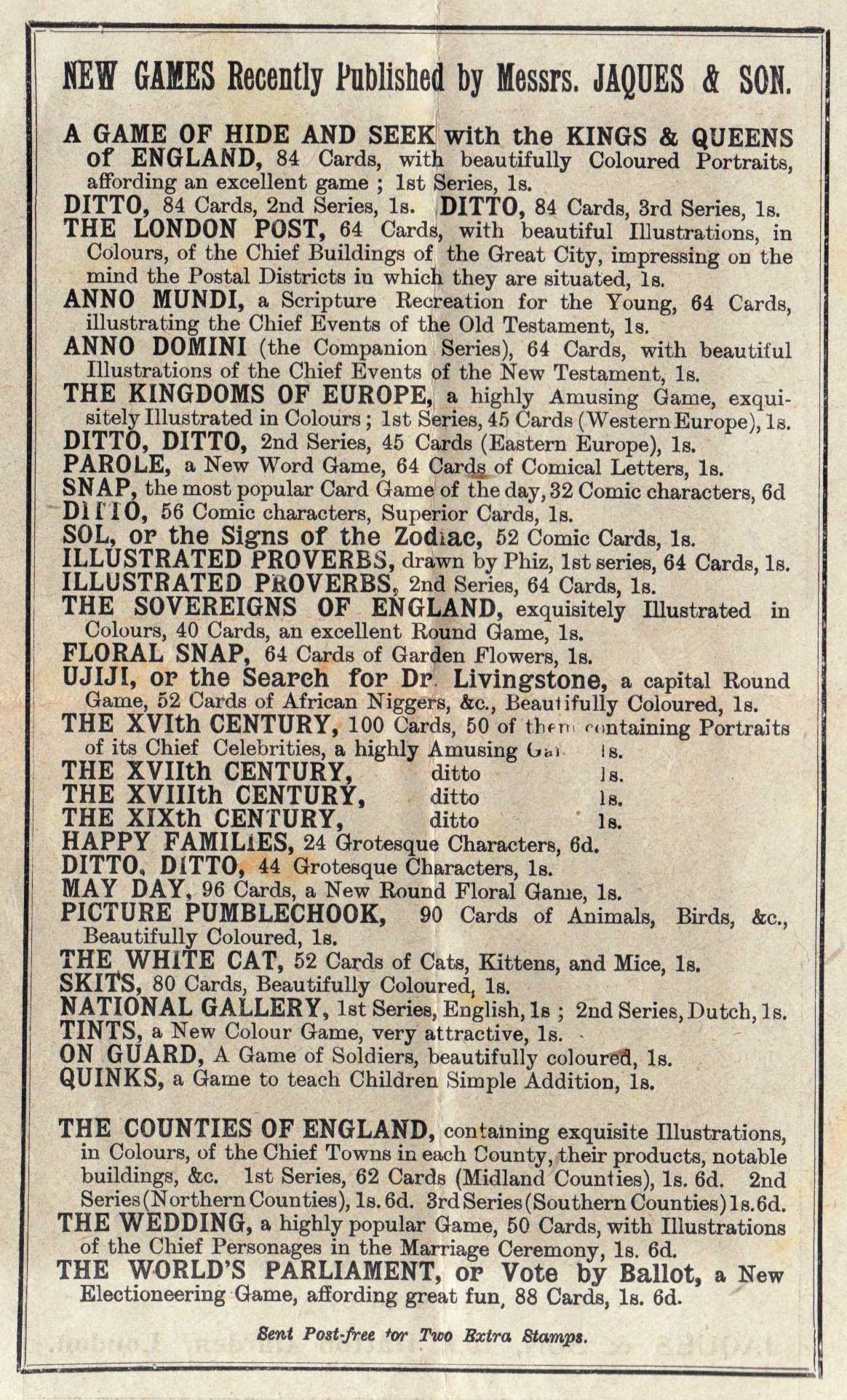 list of new games, c.1895