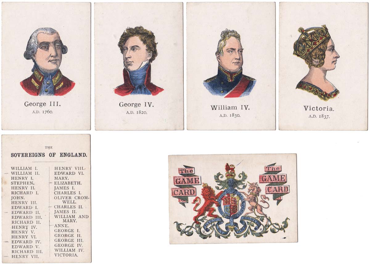 Sovereigns of England card game, Jaques & Son Ltd c.1895