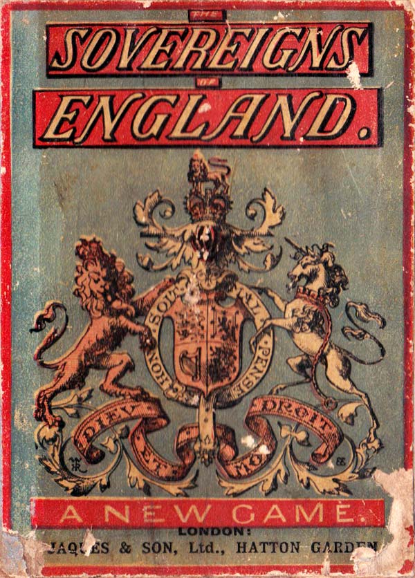 Sovereigns of England card game, Jaques & Son Ltd c.1895 Sovereigns of England card game, Jaques & Son Ltd c.1895