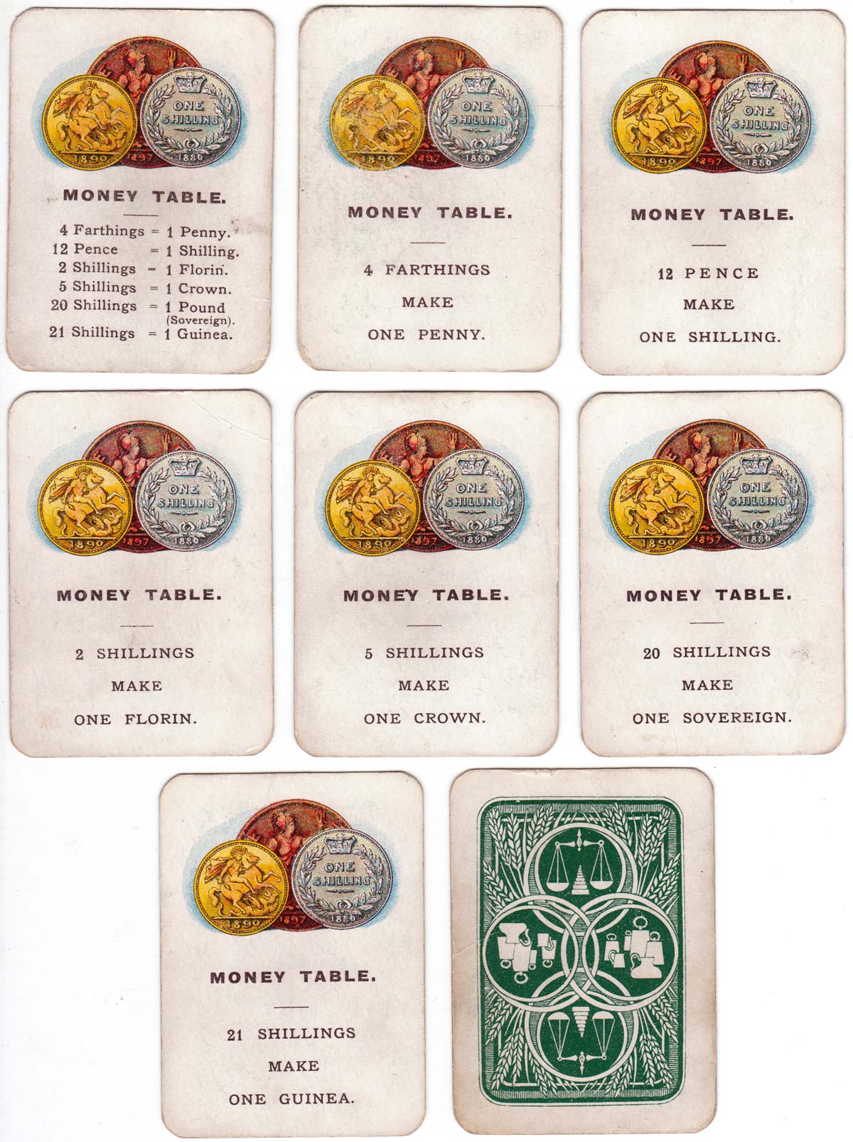 Weights and Measures card game published by John Jaques & Son, Ltd., London, c.1910