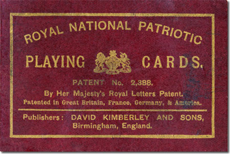 detail of box from Kimberley's Royal National Patriotic playing cards