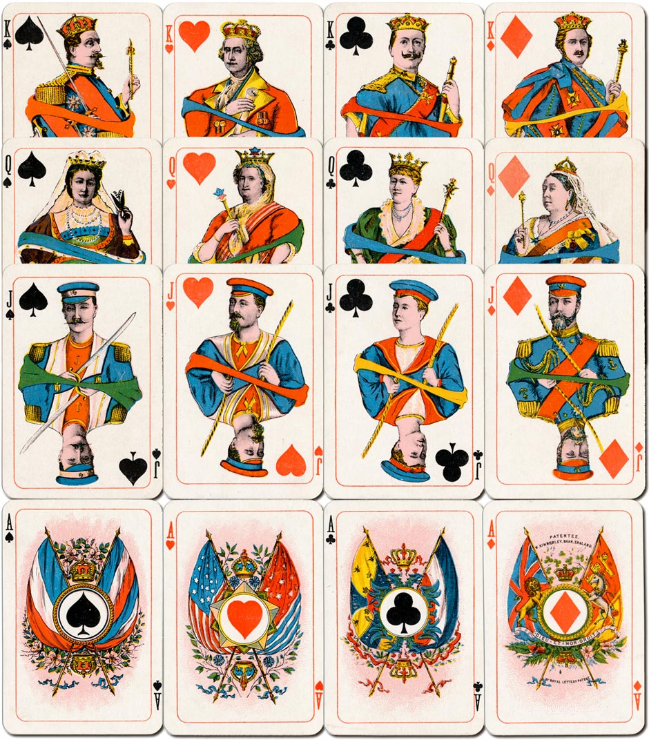 Kimberley's Royal National Patriotic playing cards from an edition of c.1902 Kimberley's Royal National Patriotic playing cards from an edition of c.1902