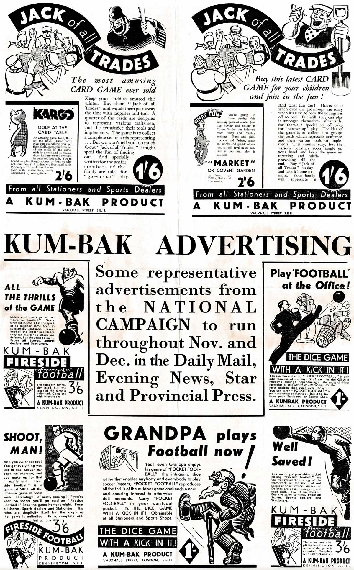 mail shot flyer from Kum-Bak in the mid 1930s