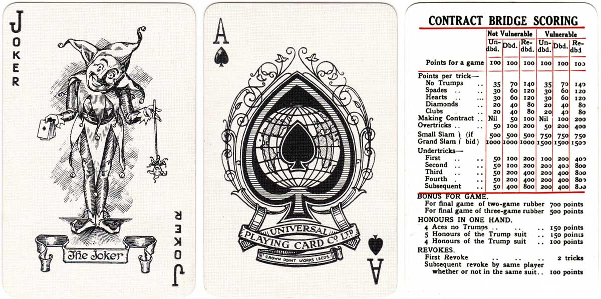 Non-Revoke playing pards manufactured by Universal Playing Card Co Ltd for Kum-Bak Sports, Toys & Games, c.1930