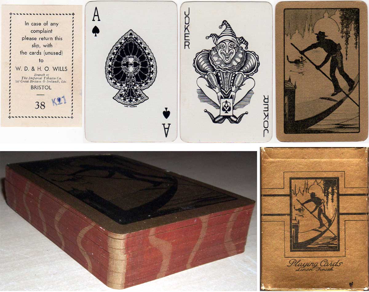 boxed set of playing cards manufactured by Waddingtons for the W.D & H.O Wills gift scheme, 1930s boxed set of playing cards manufactured by Waddingtons for the W.D & H.O Wills gift scheme, 1930s