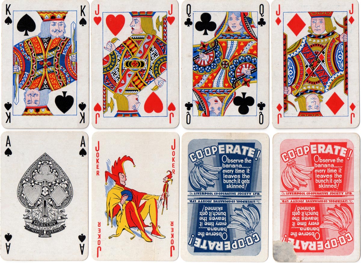 “Mercury” playing cards produced for the Liverpool Cooperative Society, printed by the Liverpool Daily Post, c.1930