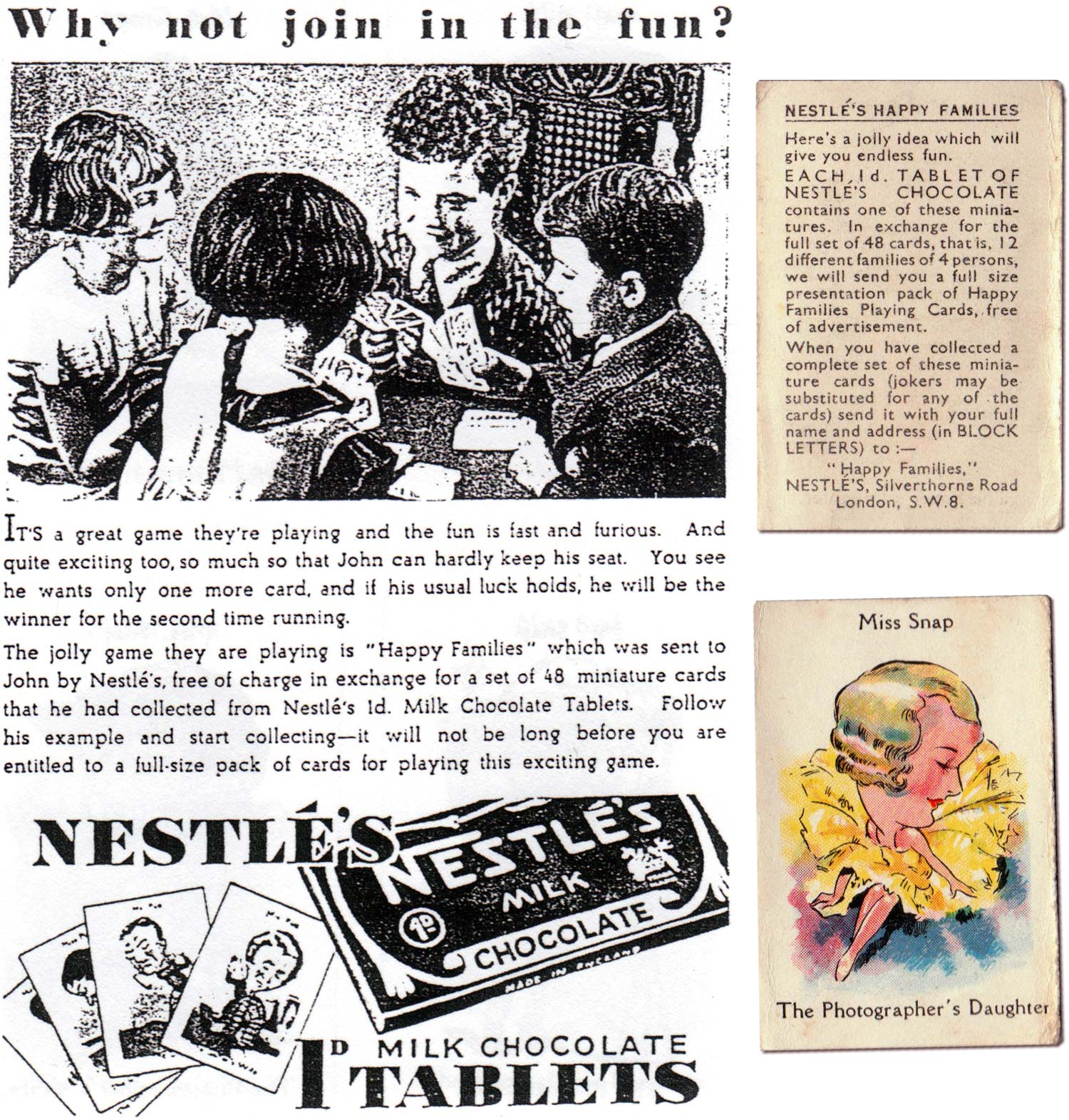 ‘Happy Families’ published by Nestlé in 1935 ‘Happy Families’ published by Nestlé in 1935