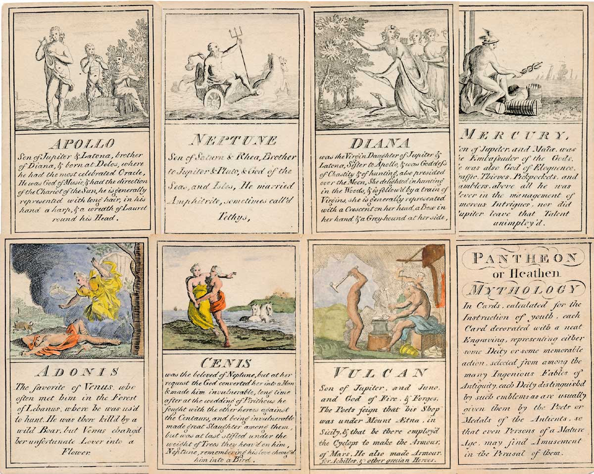 Pantheon or Heathen Mythology cards for instruction of youth, c.1770