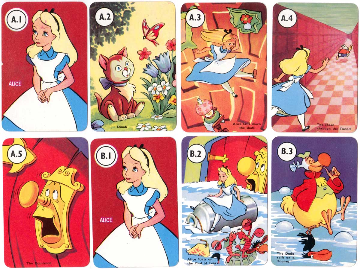 Alice card game published by Pepys in 1952, based on the Walt Disney film “Alice in Wonderland”