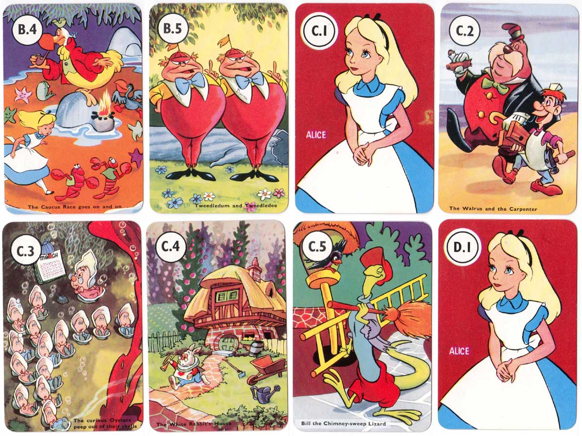 Alice card game published by Pepys in 1952, based on the Walt Disney film “Alice in Wonderland”